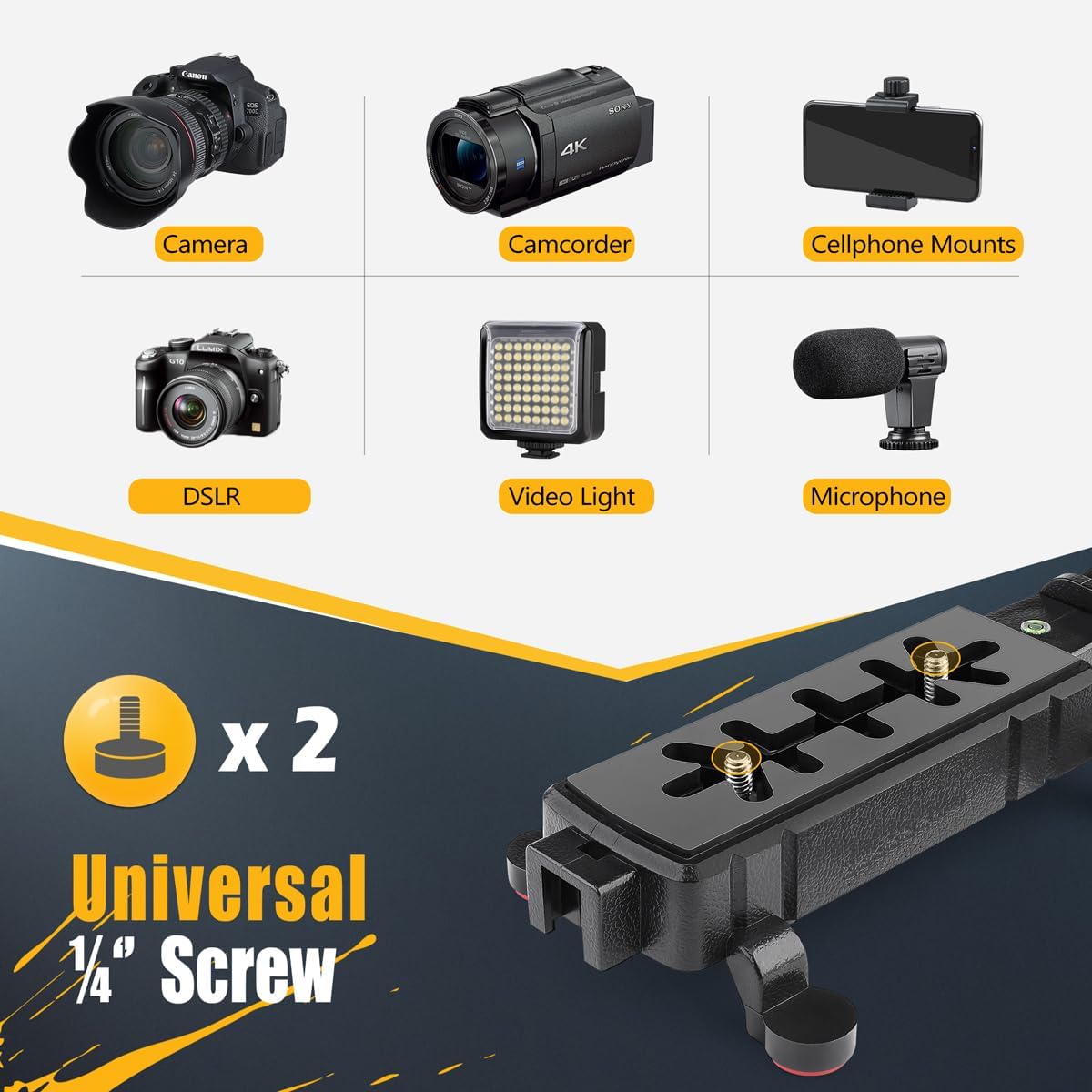 Camera Smartphone Stabilizer, Handheld Video Rig Grip with Carrying Case, Fits for All Camera, Camcorder, Action Camera, DSLR and All iPhone and Android Smartphones