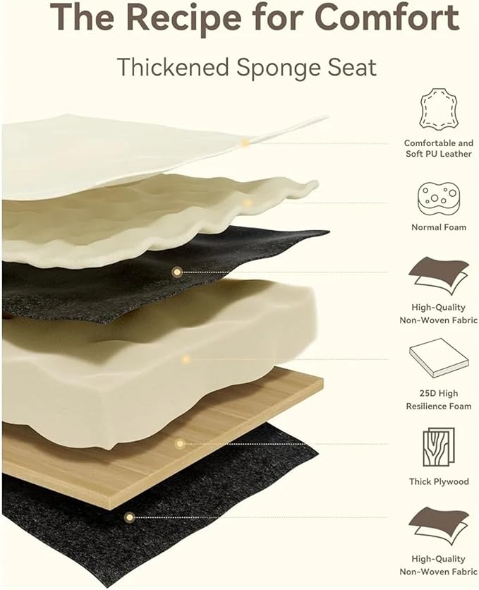 Adjustable Office Computer Chair with Armrest 2pcs Leather Upholstered Dining Chairs with Solid Metal Legs Curved Backrest(Beige)