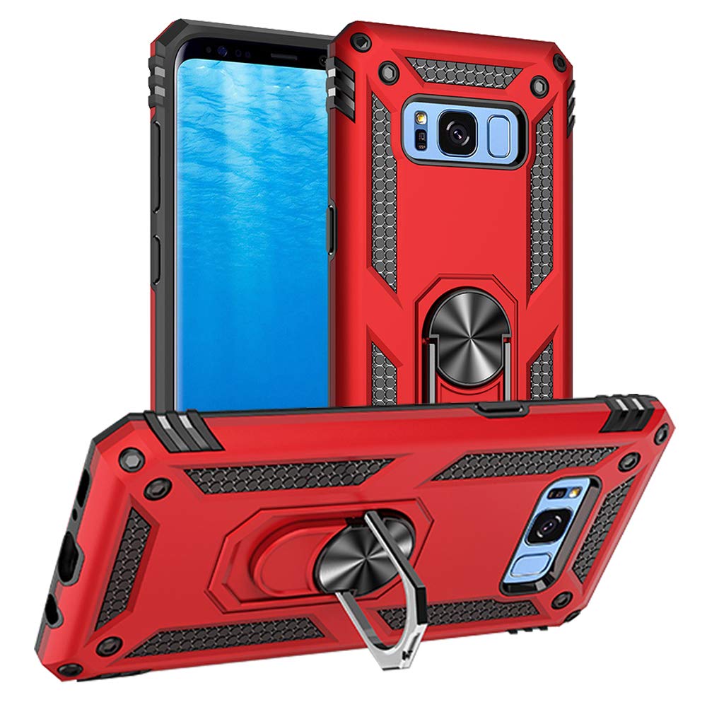 Samsung Galaxy S8 Case, Samsung S8 Phone Case, Military Grade Protective Cases With Ring For Samsung Galaxy S8 (Red)