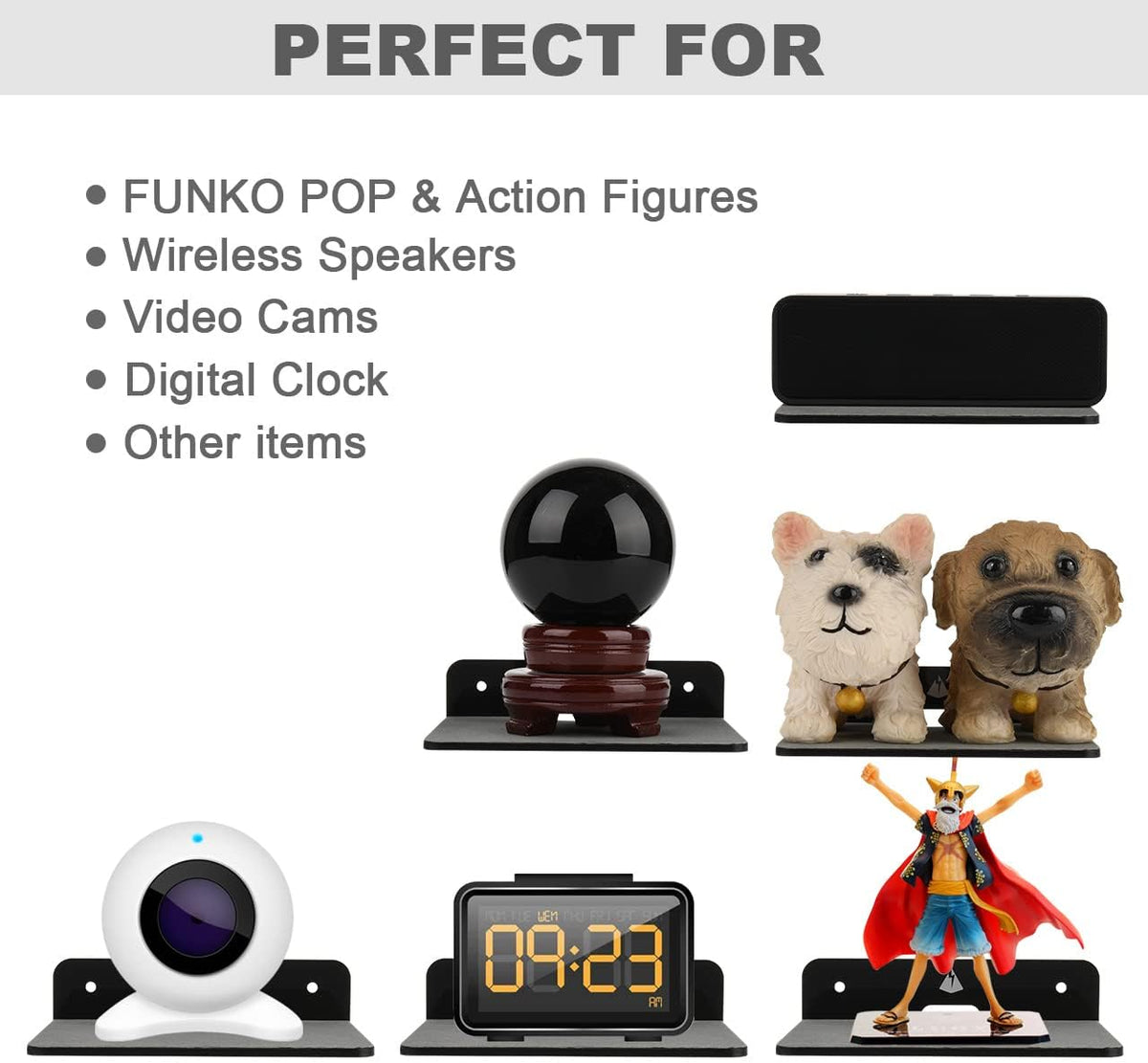 TXEsign Wall Shelves Speaker Shelves 2 Pack, Small Mount for Bluetooth Speaker, Webcam, Toy Display