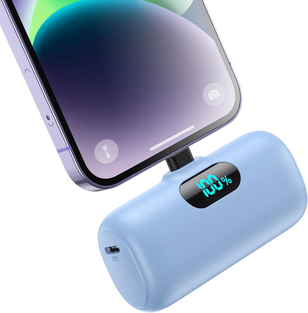 Small Portable Charger for iPhone, Upgraded 5000mAh PD Fast Charging Power Bank, Mini Plug-in Battery Pack, Compatible