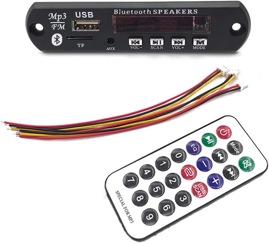 HiLetgo 12V MP3 WMA Audio Bluetooth Decoding Board w/SD Card Slot/USB/FM/Remote Decoding Module for Car with LCD