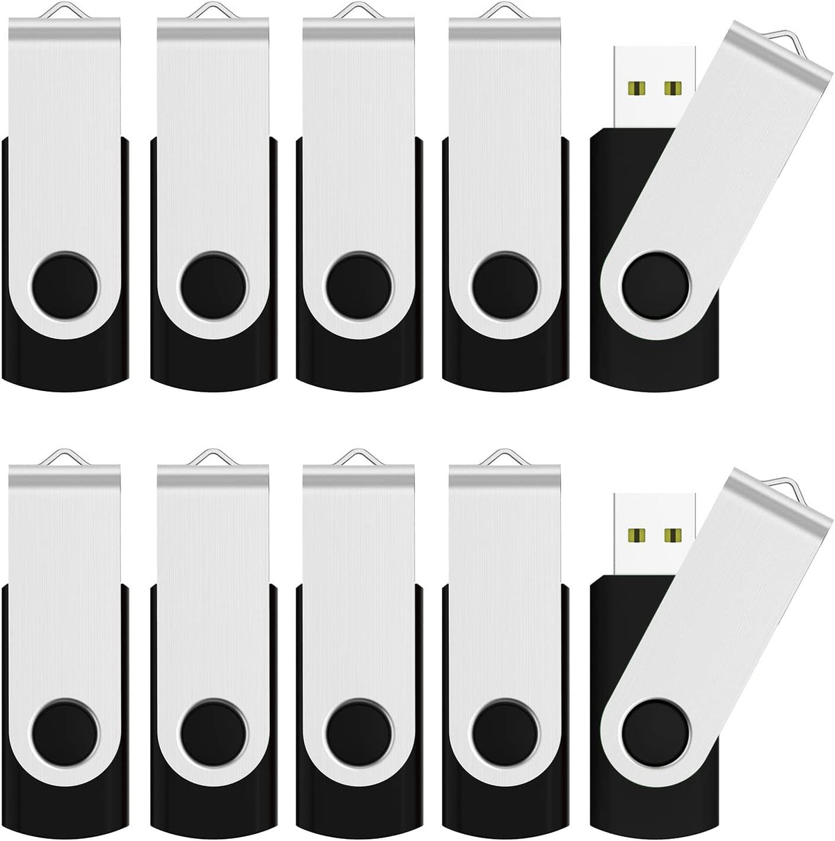 JUANWE 4GB USB Flash Drive 100 Packs, 2.0 Bulk Thumb Drives USB Stick with 360° Swivel Shell, Mutipack Jump Drives Memoria USB for Data Storage/Files Backup/Data Transfer on PC/Tablet/Mac - Black
