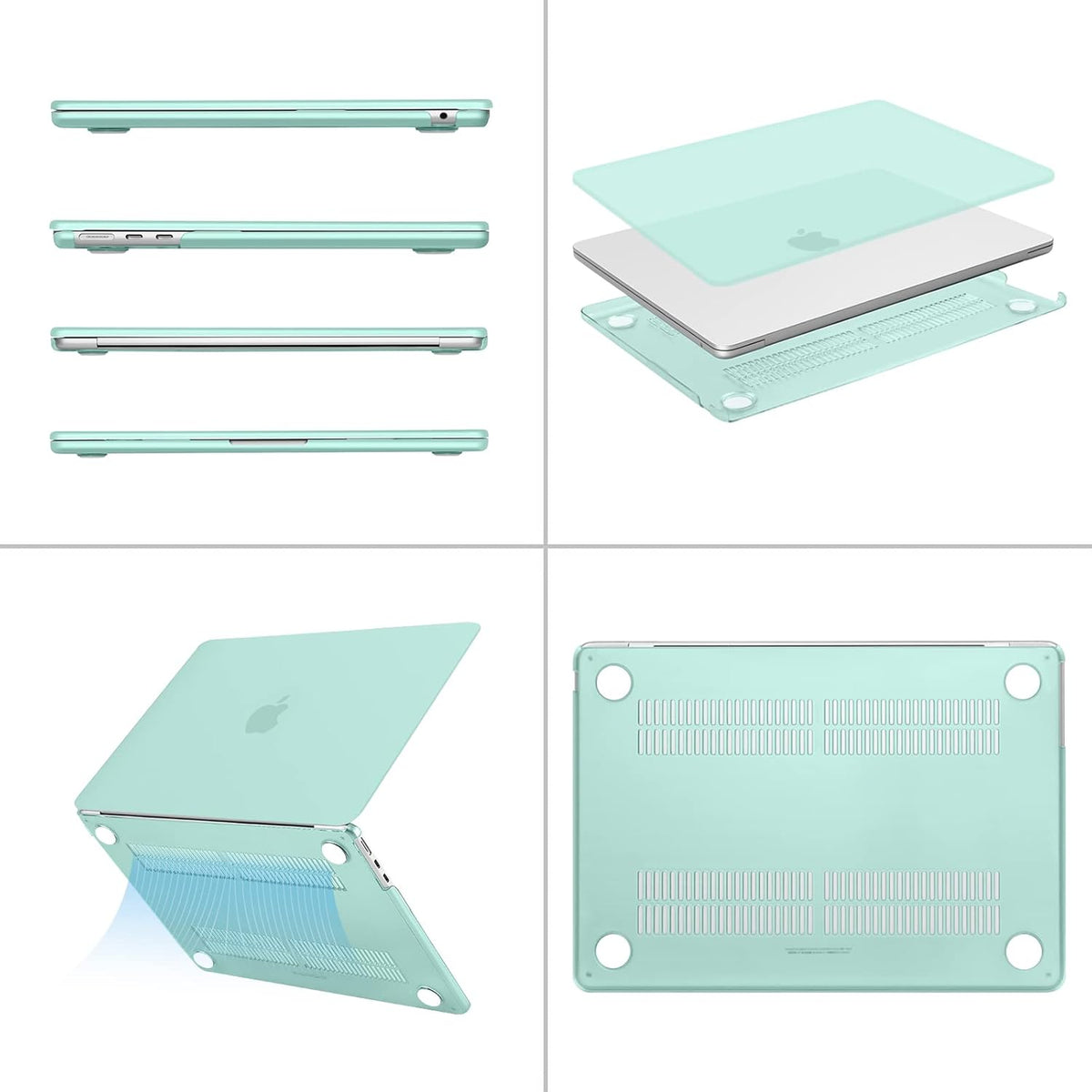 MOSISO Compatible with MacBook Air 13 inch Case 2025 2024 2023 2022 M4 A3240 M3 A3113 M2 A2681, Plastic Hard Shell&Keyboard Cover&Screen Film&Type C for MacBook Air 13.6 inch Case, Mint Green