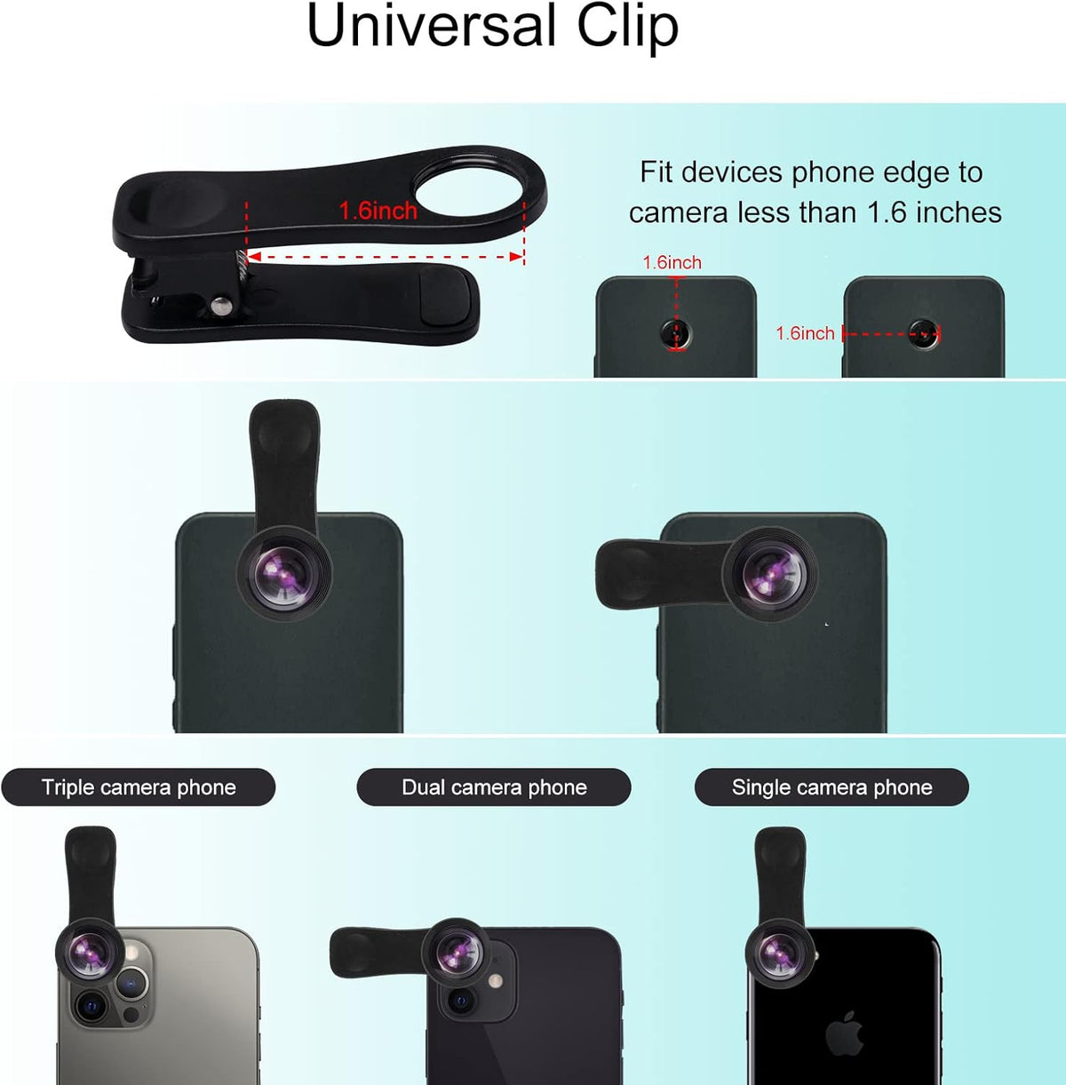 Cell Phone Camera Lens Kit - 11 in 1 Super Wide Angle, Macro, Fisheye, Telephoto, CPL & More for iPhone/Samsung