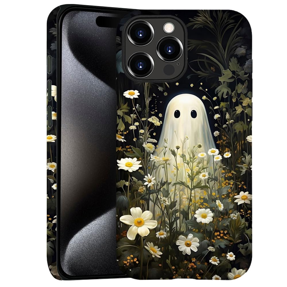 Case For Iphone 15 Pro - Slim Fit Anti-Scratch Phone Case For Girl Women - Floral Ghost Flower Pastel Goth (Frosted)
