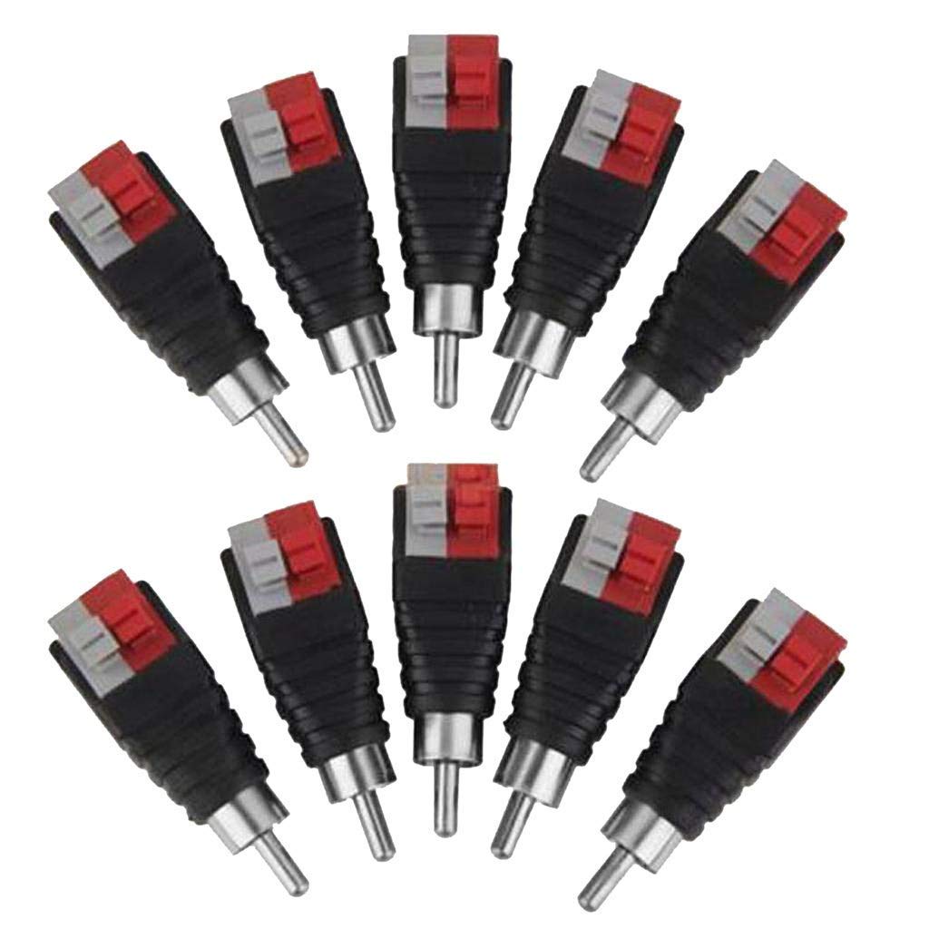 Lollipop Speaker Wire Cable to Audio Male RCA Connector Adapter, 10pcs/Set
