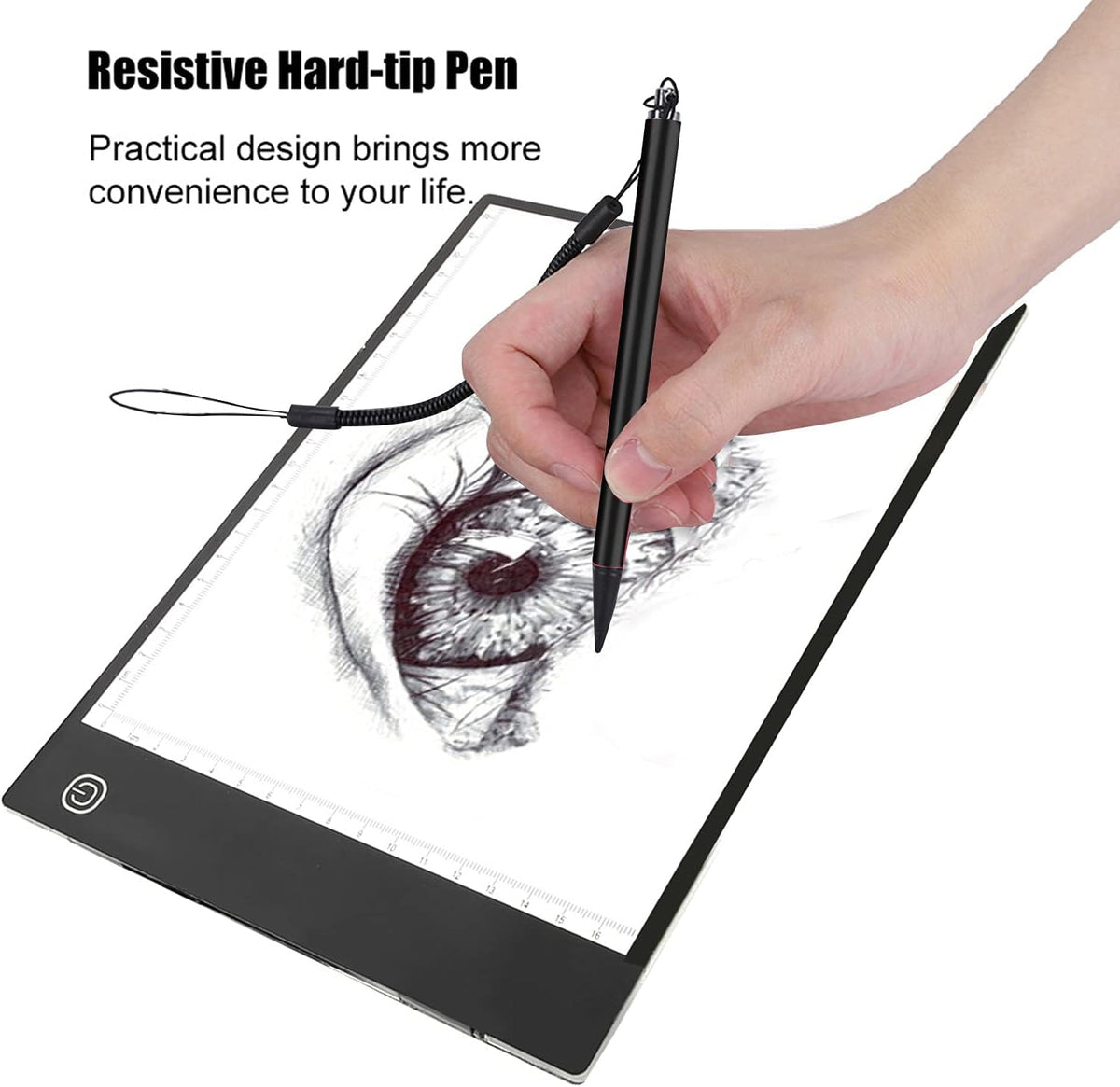ASHATA Stylus, Resistive Touch Painting Pen with Spring Rope, Compatible with All Resistive Touch Screen Devices (Black)