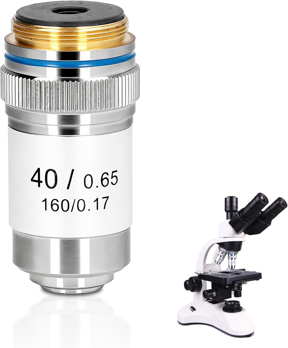HERCHR 40X 160/0.17 0.65mm 20.2mm Microscope Lens, Achromatic Microscope Objective High Magnification Biological
