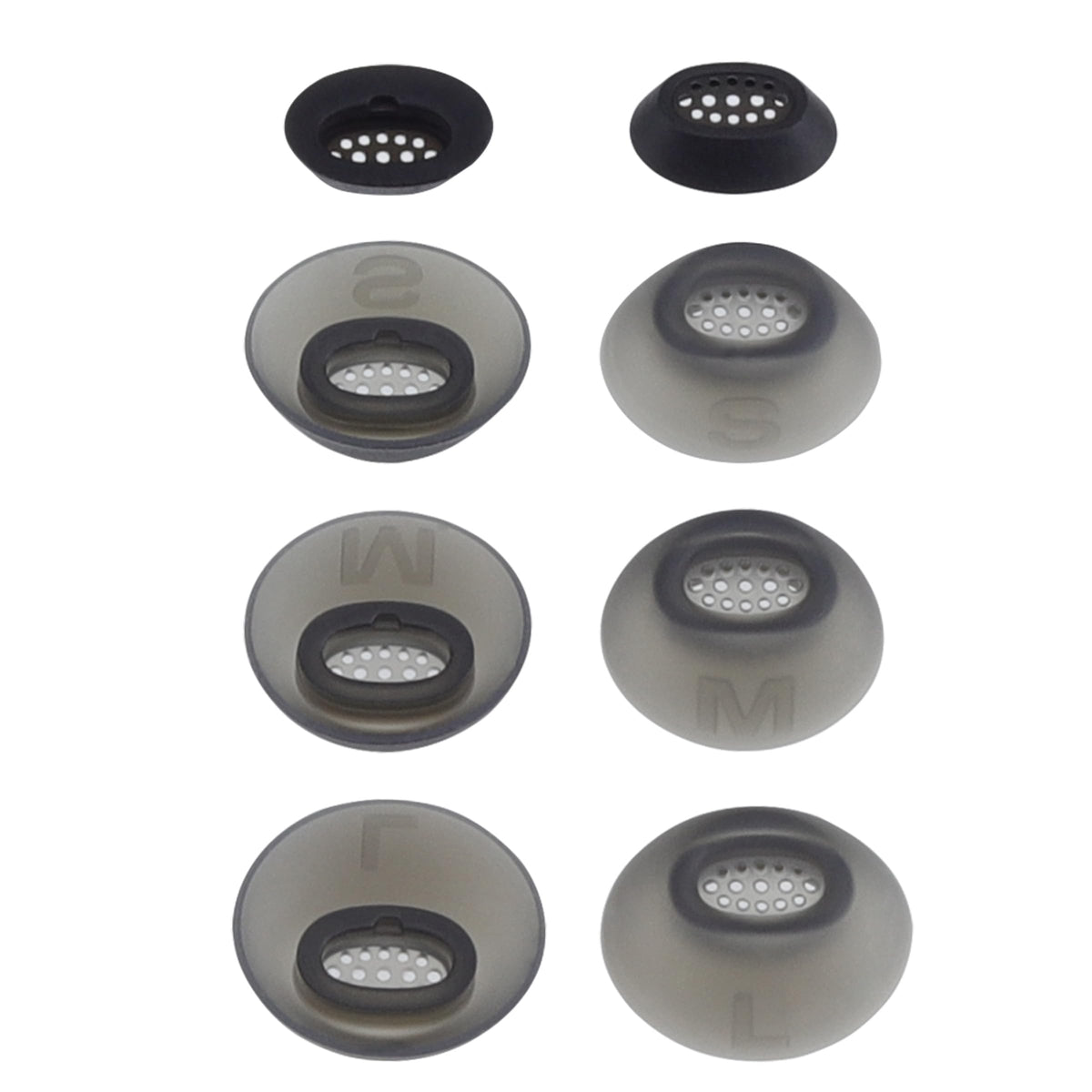 XMTYAN Replacement Ear Tips Compatible with JBL Tune Flex 2, Soft Silicone Eartips with Portable Storage Box (4, Black, XS/S/M/L)