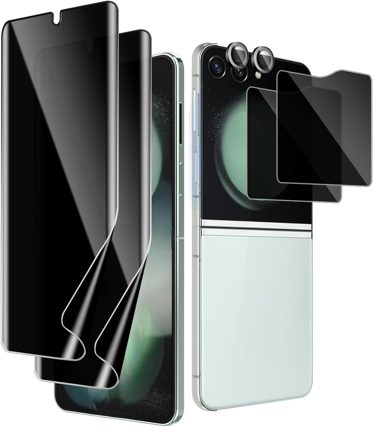 Samsung Galaxy Z Flip 6 Privacy Screen Protector [6 Pack], 2 Pack Internal Anti-Spy Film + 2 Pack Outer Privacy Glass +