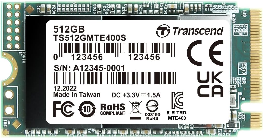 Transcend 512GB MTE400S M.2 2242 PCIe Gen3x4 SSD, Compatible with Ultra-Thin Laptops, Dram-Less Low Power, Up to 2000MB/s, TLC - TS512GMTE400S