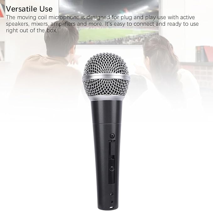 Wired Dynamic Microphone Moving Coil Dynamic Cardioid Handheld Microphone with Shock Absorber for Active Speakers Mixers Amplifiers (Black)