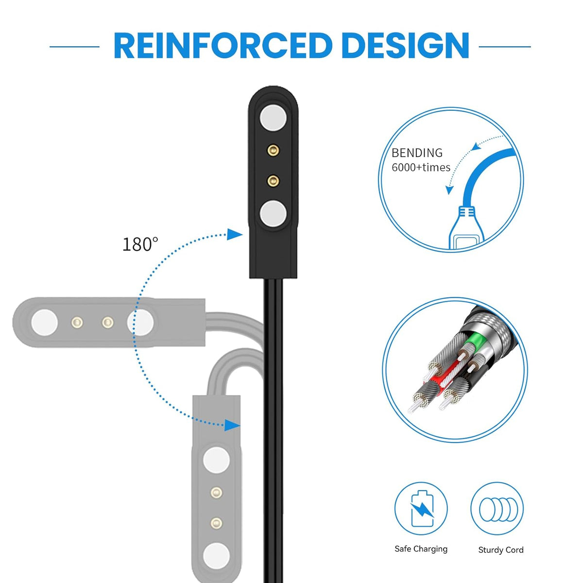Charger Cable for SWGOTA S61 Smart Watch, 1.6ft USB Portable Magnetic Charging Cord Compatible with SWGOTA S61