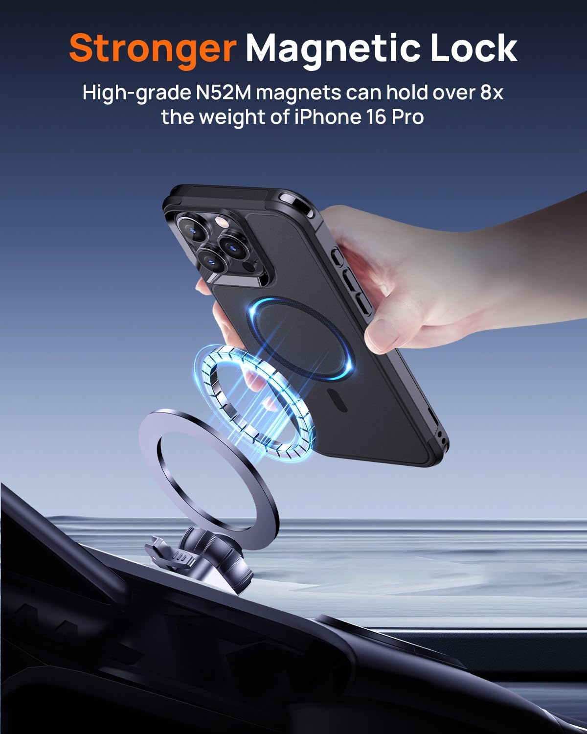 Lanhiem Magnetic for iPhone 16 Pro Case, with [2 Pcs Privacy Screen Protector] [Compatible with MagSafe] Shockproof Heavy Duty Military Grade Protective Phone Case Cover for iPhone 16 Pro (Black)