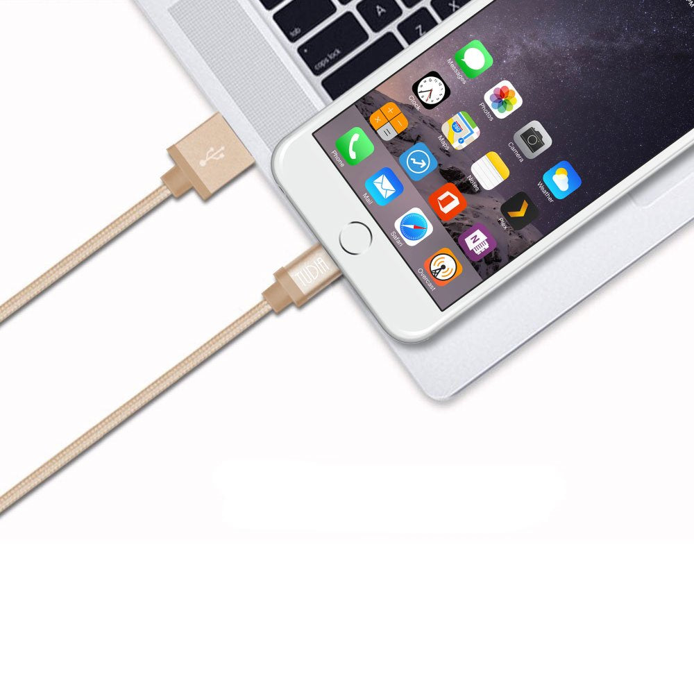 TUDIA 3ft Nylon Braided USB Cable with Lightning Connector [Apple MFi Certified] for iPhone 6/6 Plus, iPad Air 2