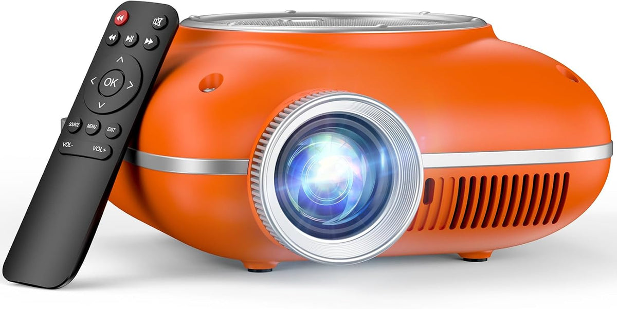 HOMPOW 1080P Mini Projector with Two -Way Bluetooth, Portable Projector for Home Theater Use, Support