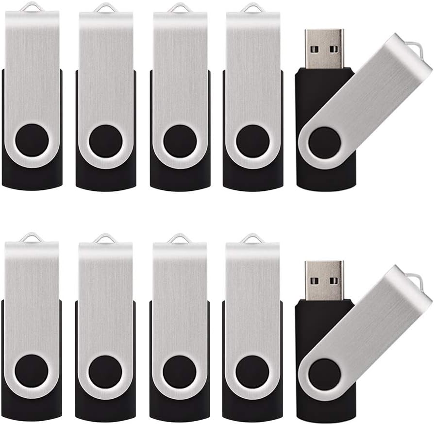 10 Pack USB Flash Drives - 32GB USB 2.0 Memory Stick - Black