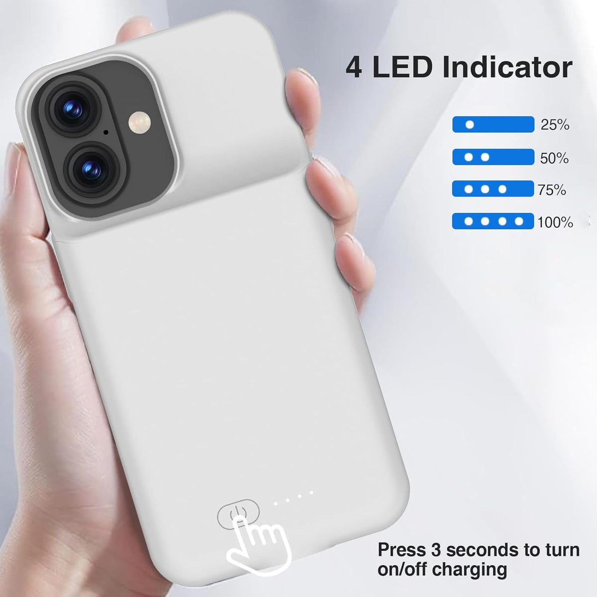 GIN FOXI Battery Case for iPhone 17, Charging Case Charger 8500mAh Ultra-Slim Lightweight Powerful Battery Pack 15W Fast Rechargeable Anti-Fall TPU Juice Box for iPhone 17 (6.3") Grey