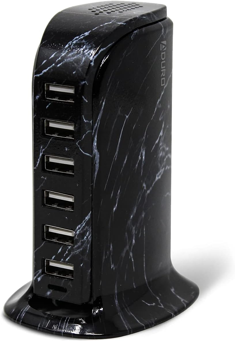 Aduro 40W 6-Port USB Desktop Charging Station Hub Wall Charger for iPhone, iPad, Tablets with Smart Flow