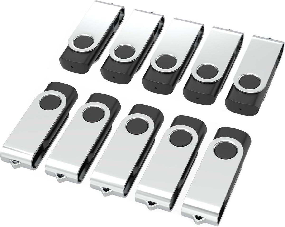 USB Flash Drives 1GB 10 Pack, Wooolken USB 2.0 Thumb Drives with Keychains Memory Stick USB Drive Pendrive for PC Laptop Computer (Black)