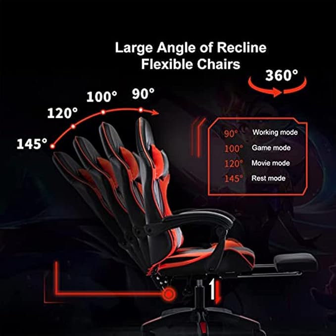 Gaming chair  Pro Gaming Chair with Arms and Wheels Ergonomic and Massage Computer Chair Home Adjustable Leisure Chair with FootrestExecutive Chair with Strong Load-bearing Capacity and Mobility M