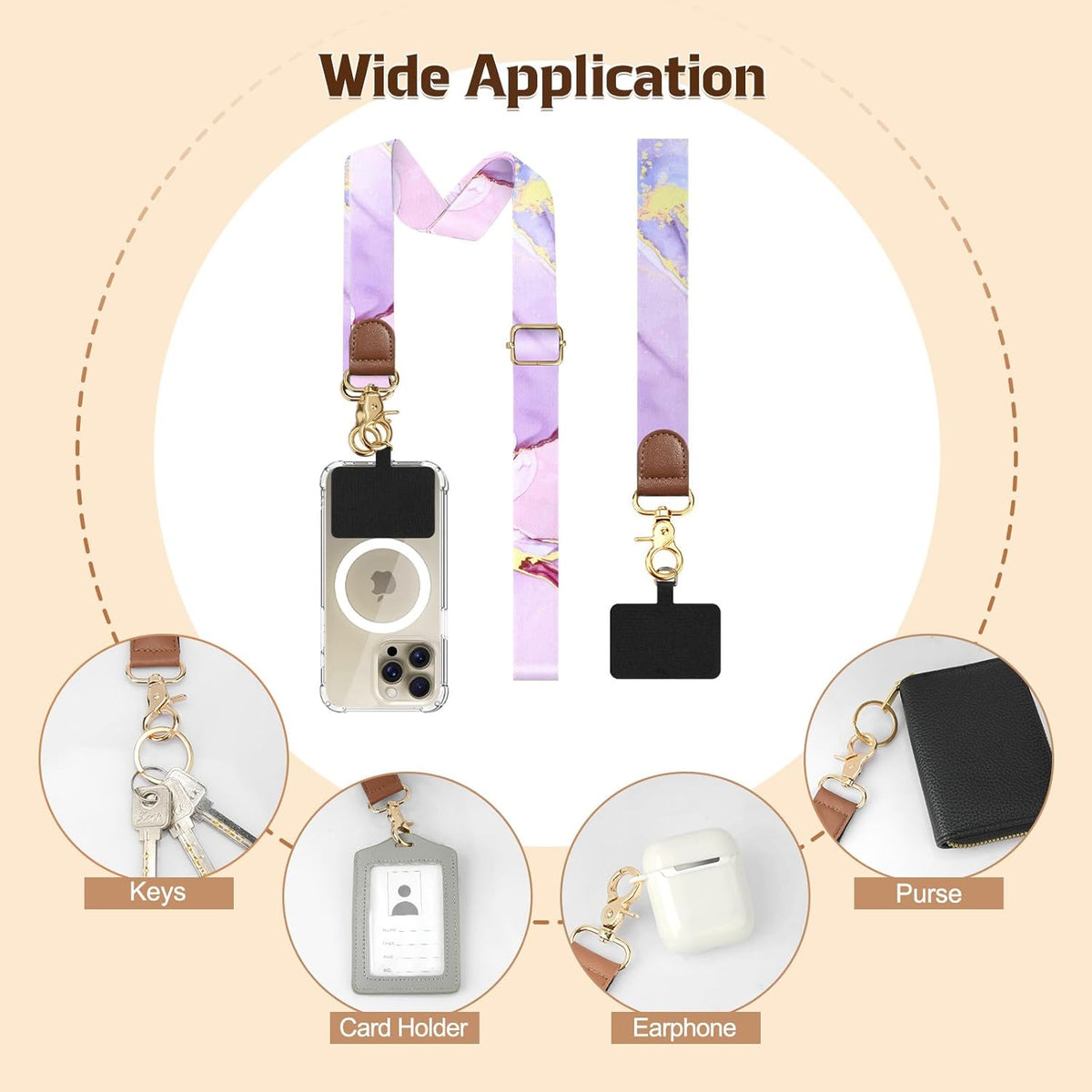 TiMOVO Phone Lanyard Crossbody Wrist Strap, Adjustable Anti-Theft Strap for Smartphone Case