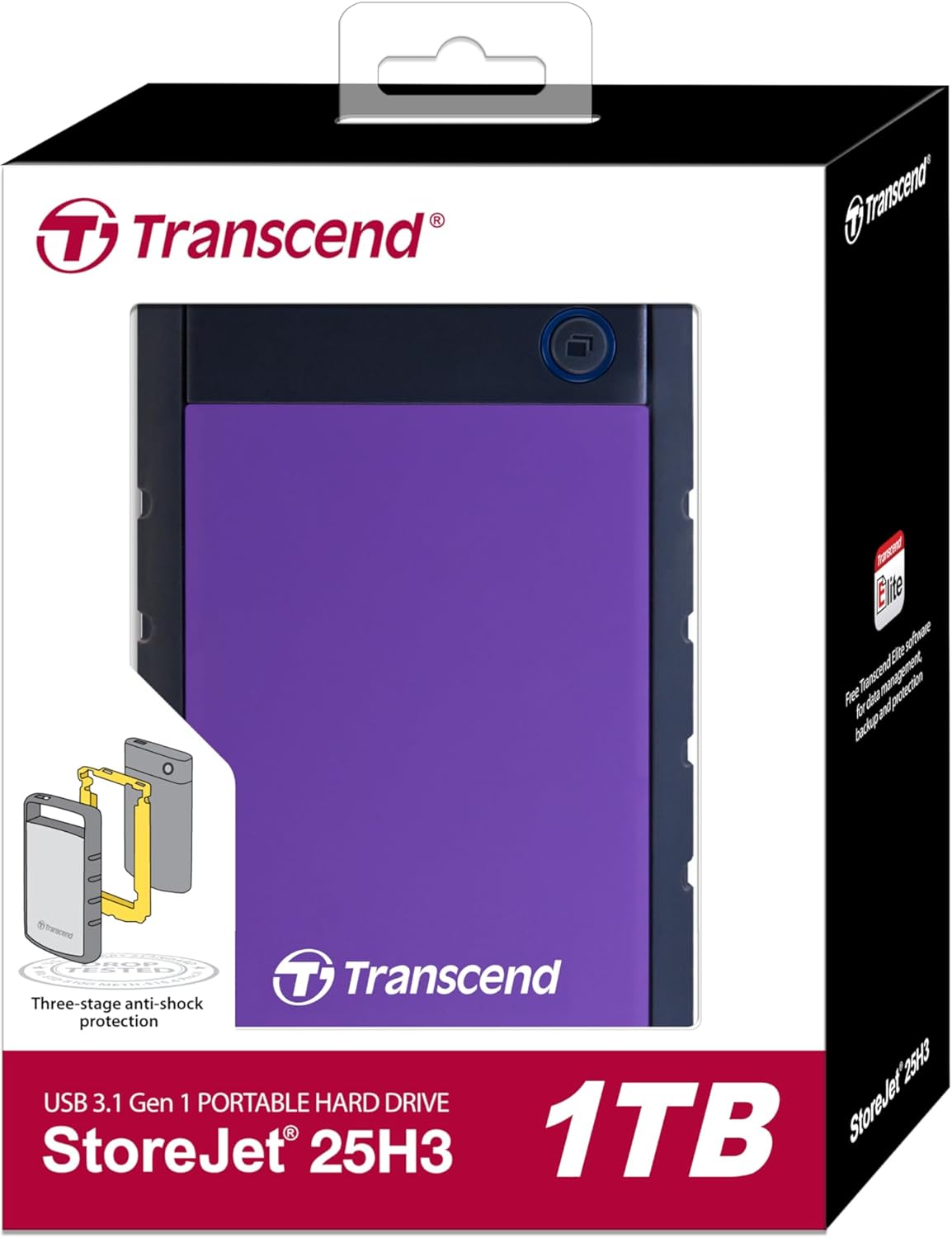 Transcend Storejet 1T Portable USB 3.0 Hard Disk (TS1TSJ25H3P)