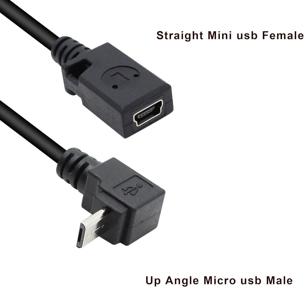 Micro USB to Mini USB Adapter Cable 27CM, Up & Down Angle Micro USB Male to Mini USB Female Charging and Data Sync Cord