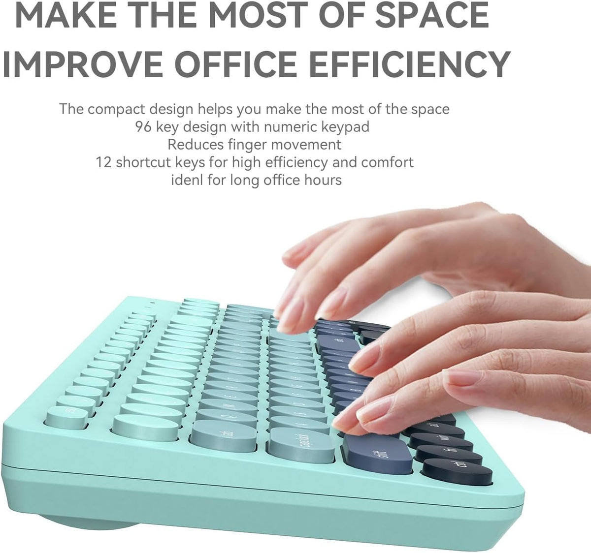 Wireless Keyboard and Mouse Combo - 2.4GHz USB Cordless Round Keys Set for Laptop, Computer, TV (Indigo Blue)