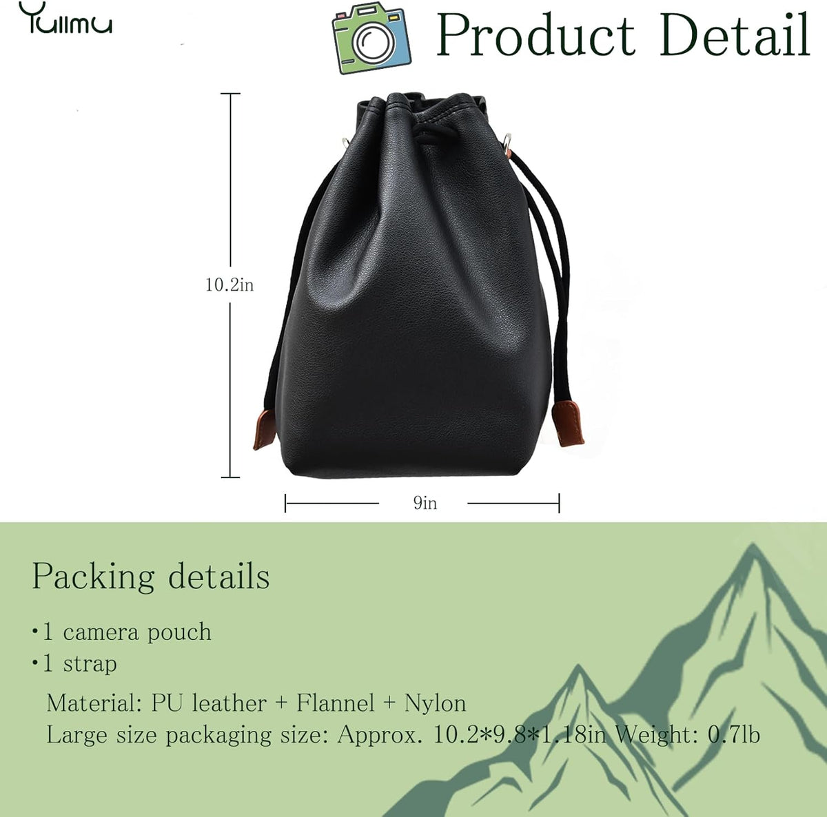 Drawstring Camera Bag, Soft Pouch with Thickened Flannel Lining for Mirrorless Cameras/Nikon/Canon/Sony/Fuji