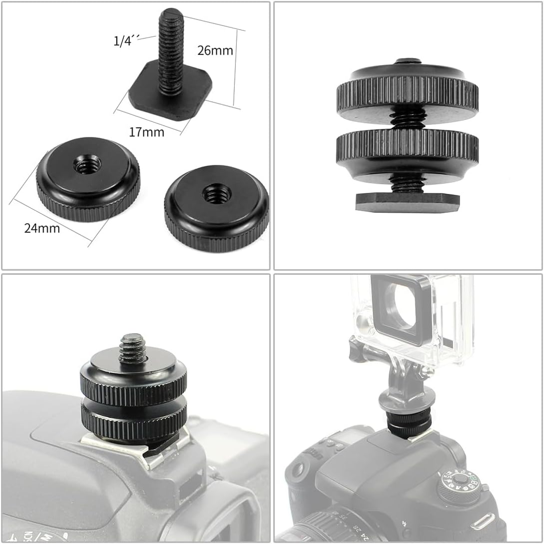 BGNing 1/4'' Camera Hot Shoe Mount Adapter for DSLR Camera Compatible with GoPro (2pcs)