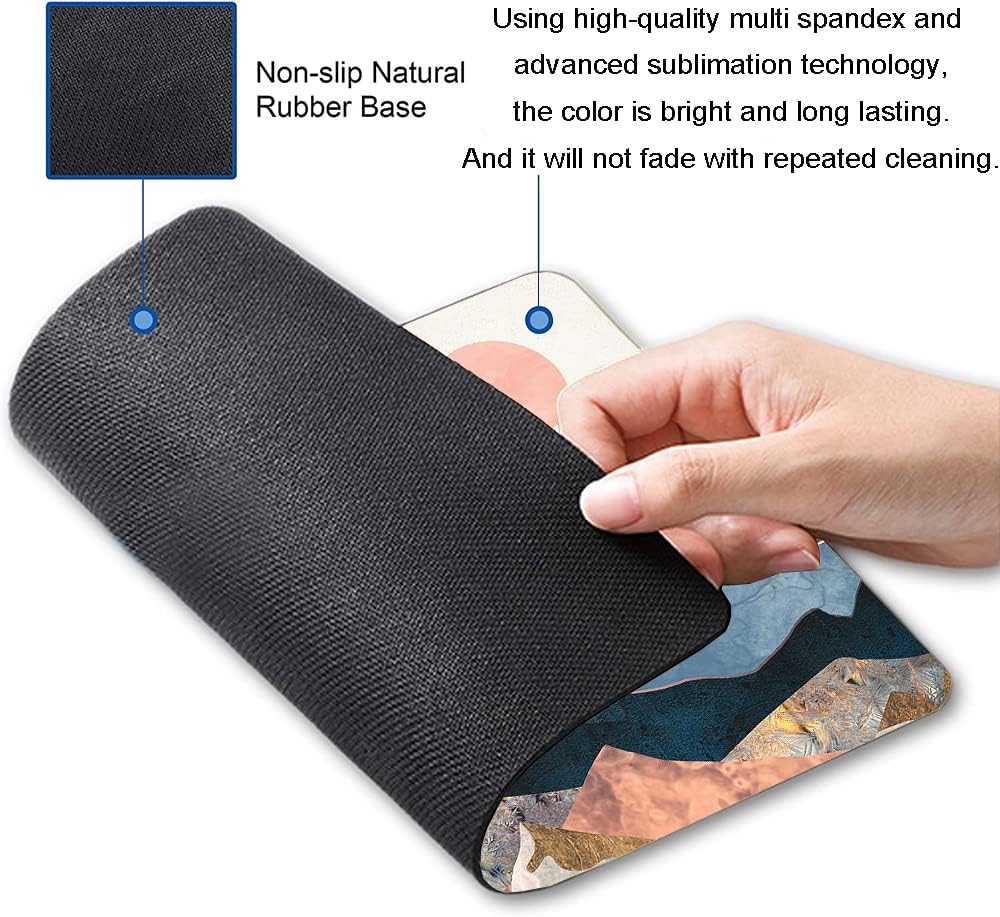 Mouse Pad, Cute Mountain Sunrise Mouse Pads, Square Washable Cloth Personalized Mouse Mat with Design, Gaming Office Home Non-Slip Rubber Base Computer Mousepad