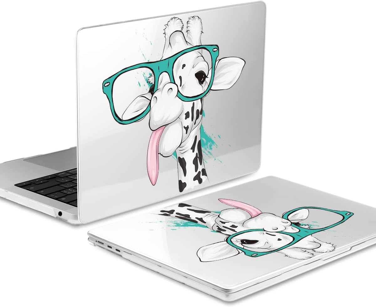 MEEgoodo Case for MacBook Air M4/M3/M2 13.6 inch 2025 2024 2022, Fit Model A3240 A3113 A2681, Compatible with MacBook Air 13 inch, Laptop Hard Shell Case with Keyboard Cover, Funny Giraffe