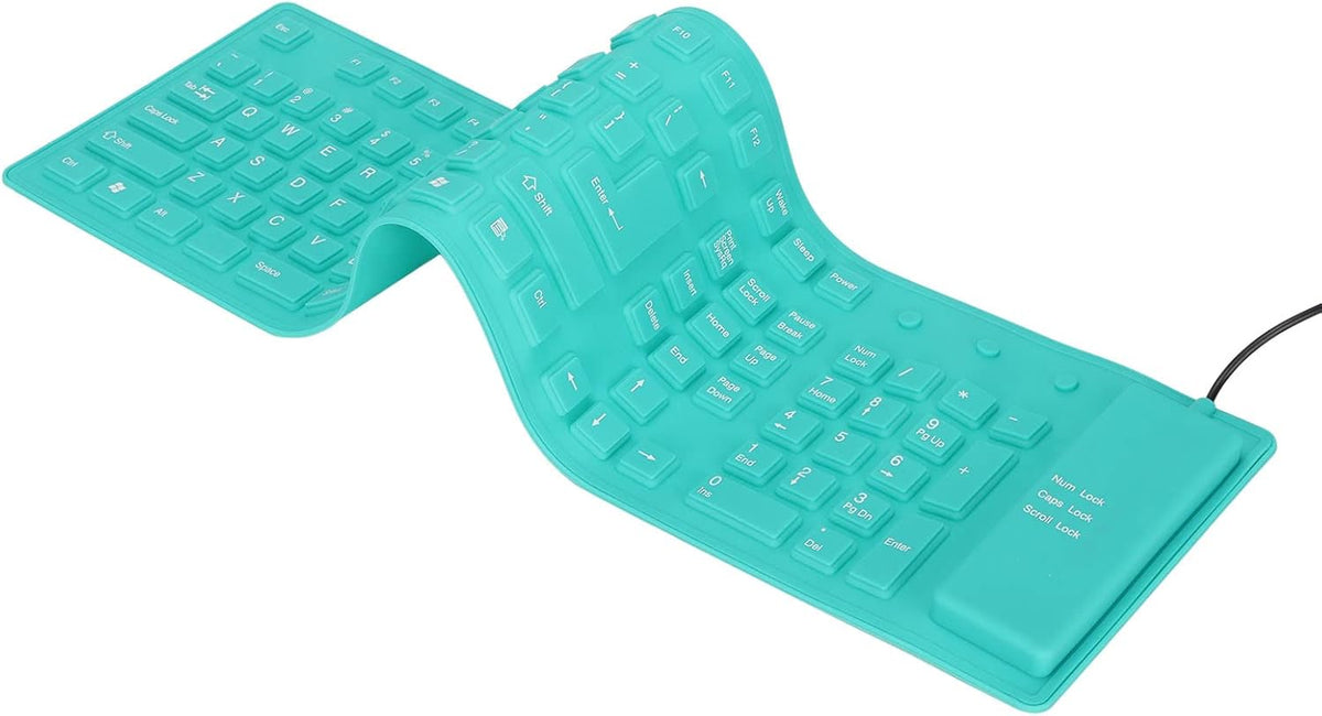 Foldable Silicone Keyboard, 108 Keys Waterproof Rollup USB Wired Keyboard for PC/Laptop/Notebook (Green)