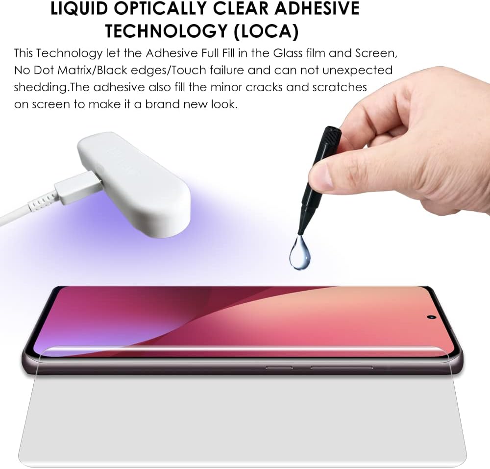 [3 Pack] Xiaomi 12 Screen Protector, Tempered Glass with UV Full Screen Adhesive, Edge to Edge Coverage for Xiaomi 12X