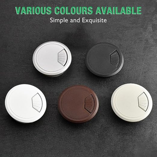 EASYEAH 5 Pcs Desk Grommet 2" / 50 mm, Desk Cord Hole Cover, Cable Grommet ABS Plastic, Desk Hole Grommet for Home & Office Pc, Detachable Adjustable Cable Cord Organizer-Black