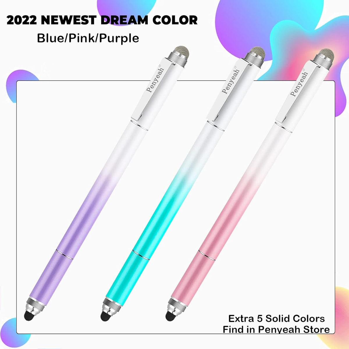 Penyeah Stylus Pens (4 in 1), Universal Phone/Tablet Stylus for iPhone/iPad/Pro/Mini/Android/Samsung/Fire and All Capacitive Touch Screens - Dream Pink