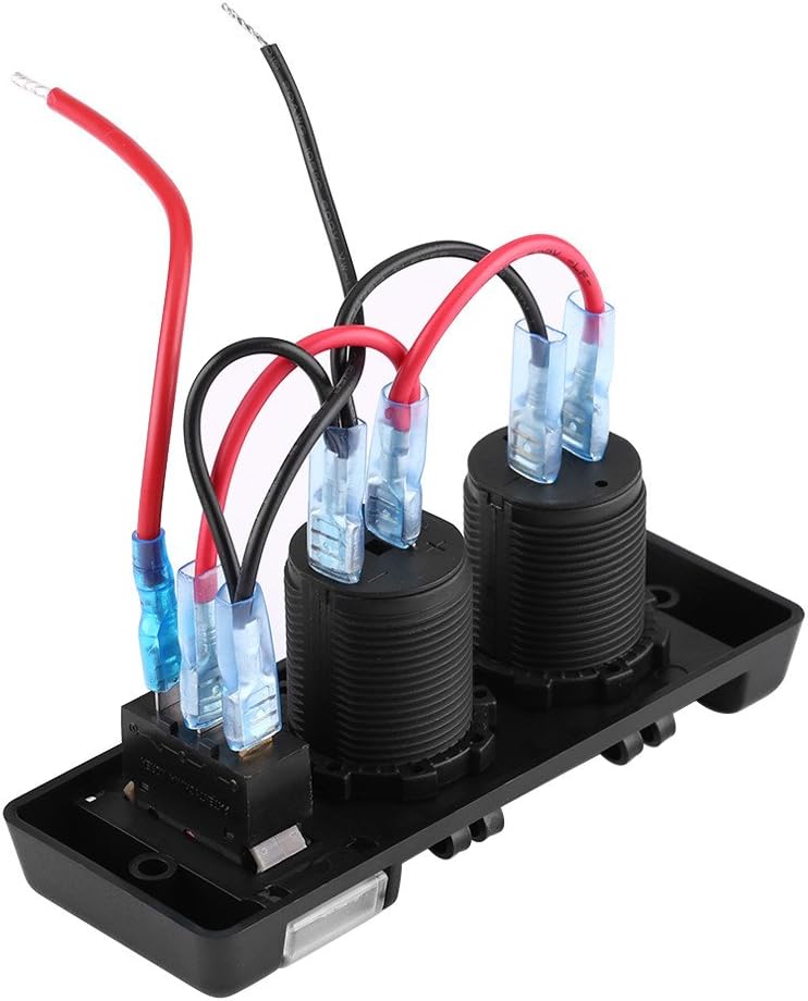 12V Waterproof Cigarette Lighter Socket, Dual USB Power Socket Switch Panel for Car RV Marine Boat