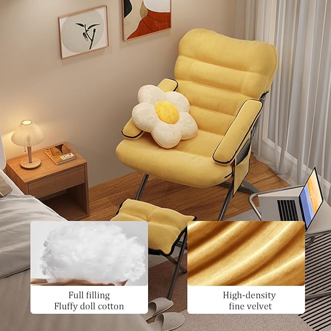 YCKEGEW Lazy Chair IndoorLounge Chair Living RoomFolding Armcharir with Footrests and PillowUpholstered Recliner SleeperReading Gaming Chair (Color : Dark Brown)