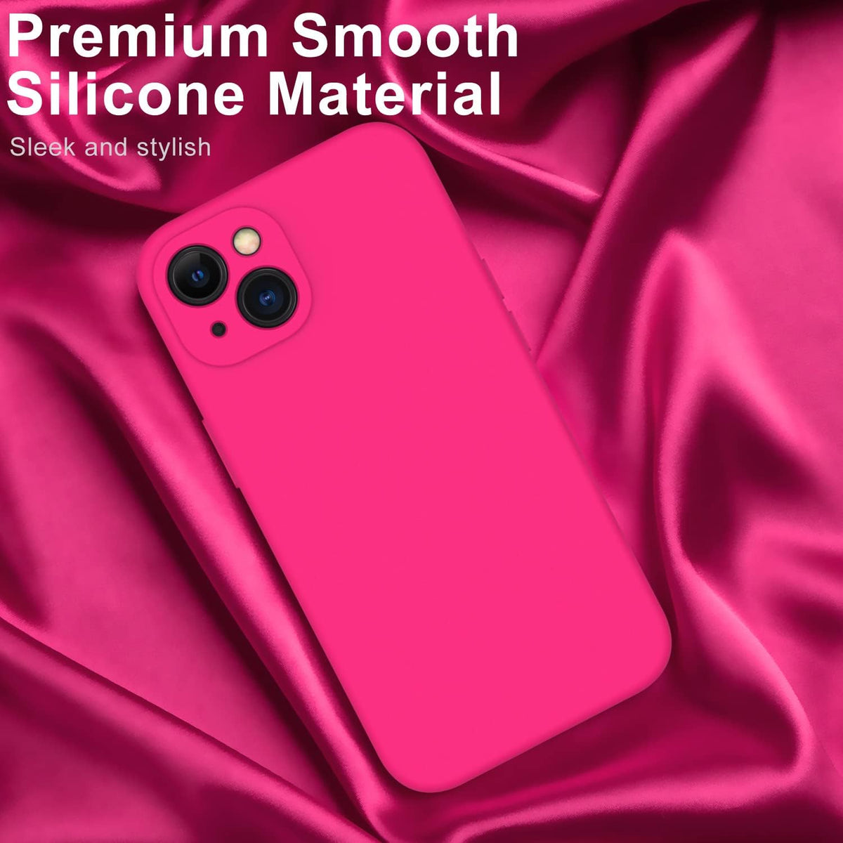 Shop DEENAKIN Hot Pink Silicone iPhone 15 Plus Case with Screen Protector - Slim Fit, Enhanced Camera Protection, 6.7"