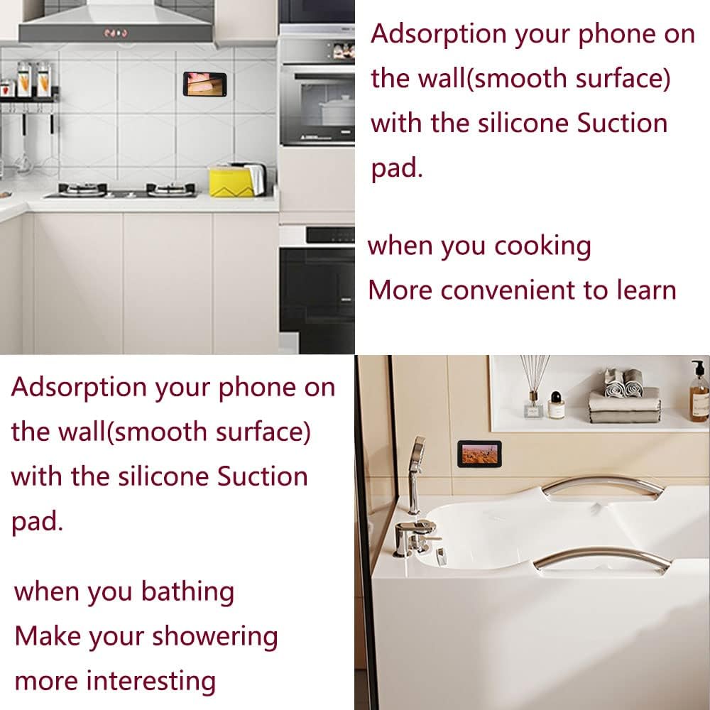 Silicone Suction Phone Holder Mount, Adhesive Phone Accessory for iPhone and Android, Hands-Free Mirror Shower Holder