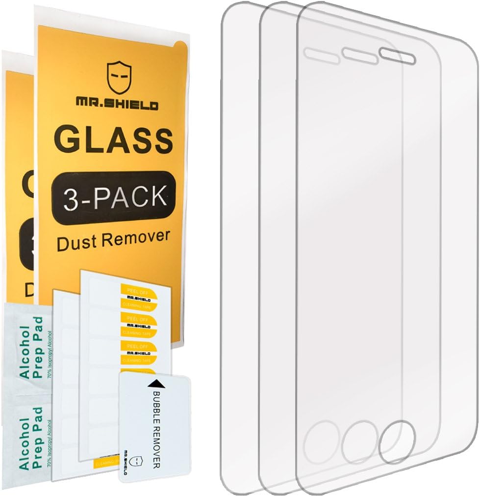 Mr.Shield [3-PACK] Tempered Glass Screen Protector for iPhone 4 / 4S - Lifetime Replacement Included