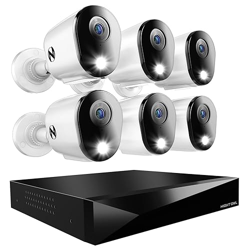 Night Owl 2-Way Audio 12 Channel DVR Video Home Security Camera System with (6) Wired 2K HD Indoor/Outdoor Deterrence Cameras and 2TB Hard Drive (Add