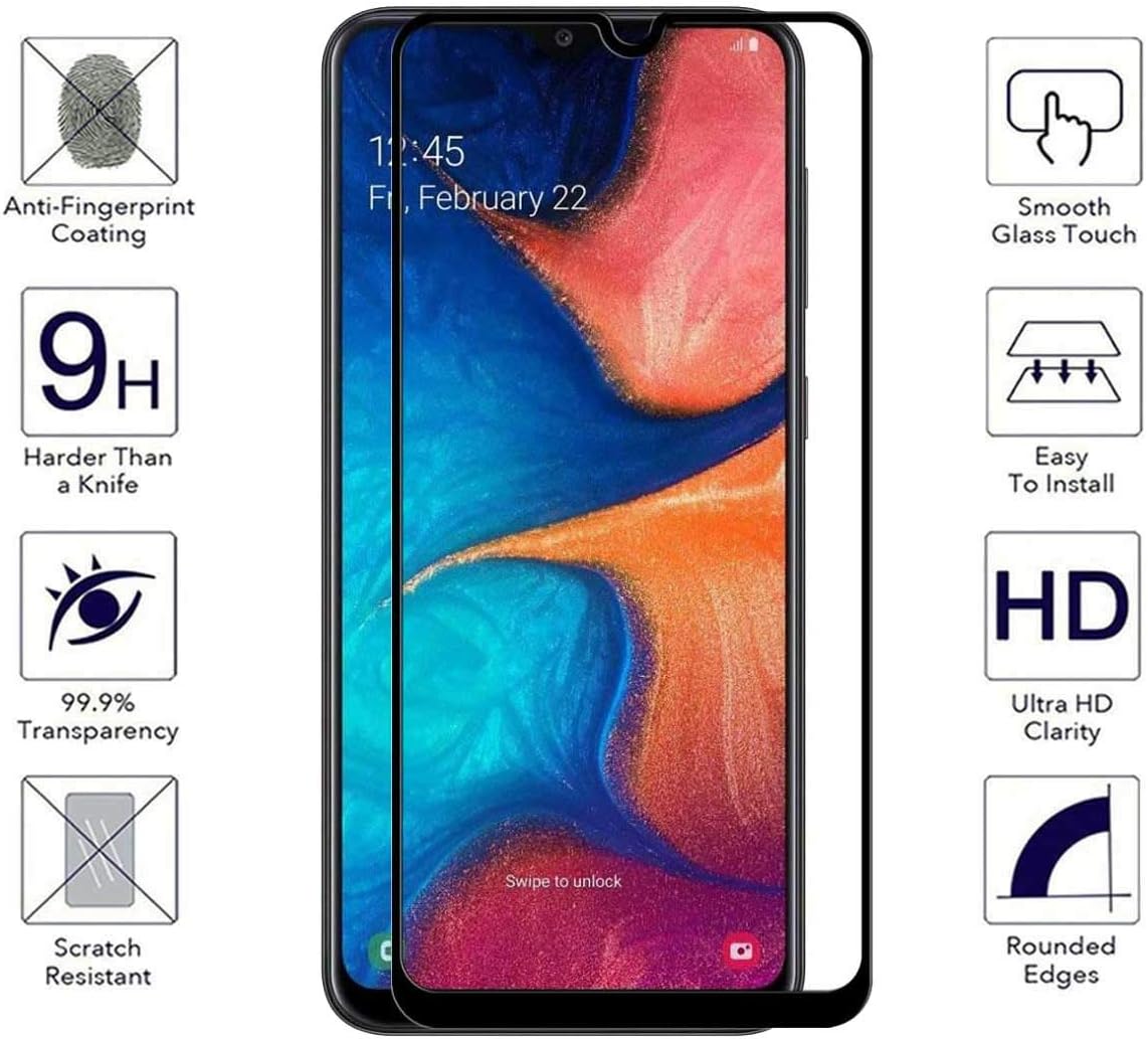 [2-Pack] Compatible for Samsung Galaxy A20, Full Coverage Tempered Glass Screen Protector, Anti-Scratch