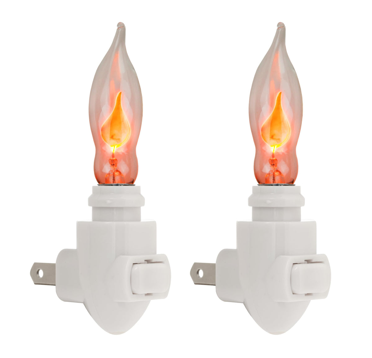Creative Hobbies Pack of 2 - Plug in Night Light Modules White Plastic Include Flicker Night Light Bulbs, Great for Making Your Own Halloween Fall