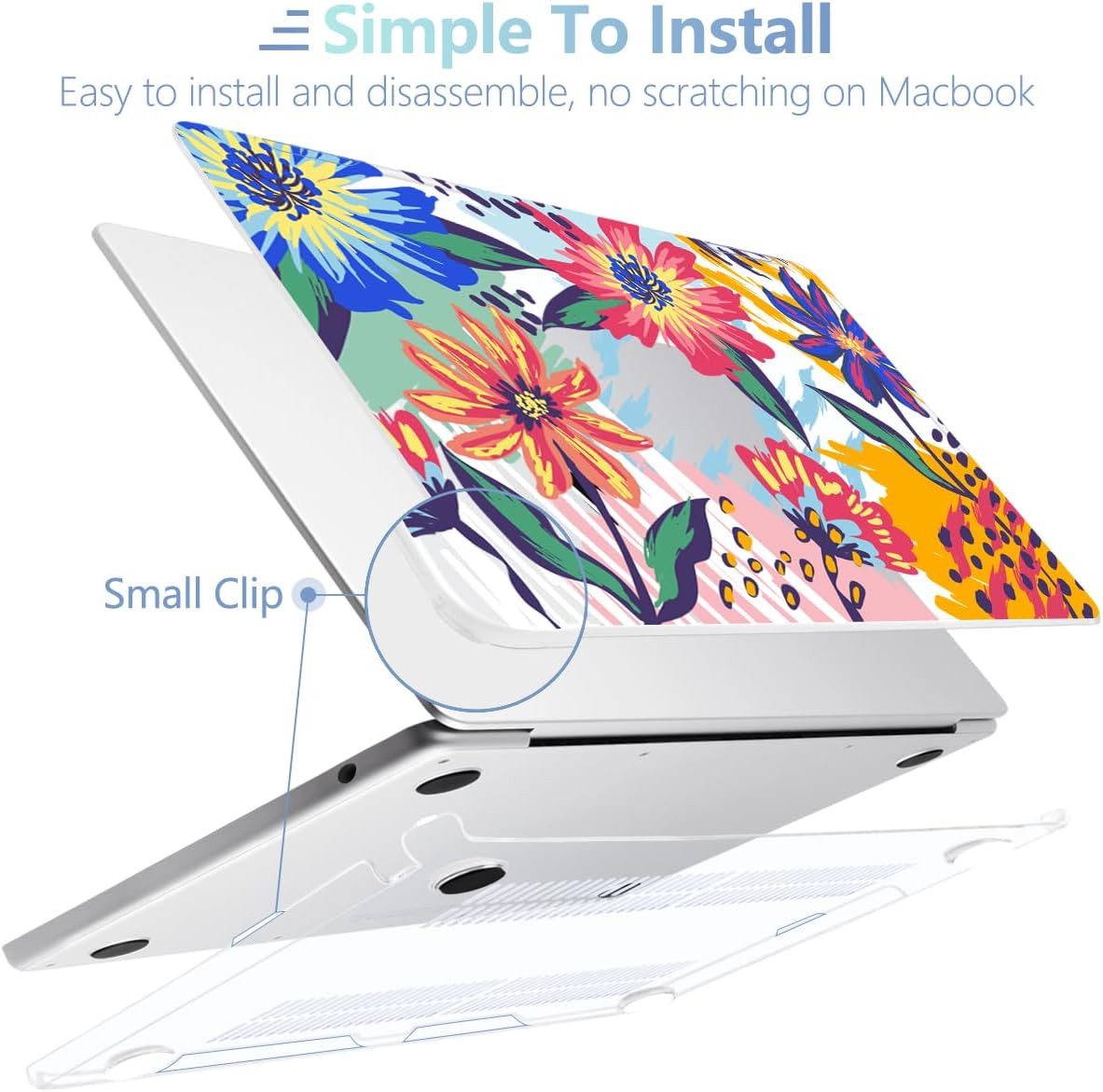 MEEgoodo Case for MacBook Air M4/M3/M2 13.6 inch 2025 2024 2022, Fit Model A3240 A3113 A2681, Compatible with MacBook Air 13 inch, Laptop Hard Shell Case with Keyboard Cover, Art Painted Flowers