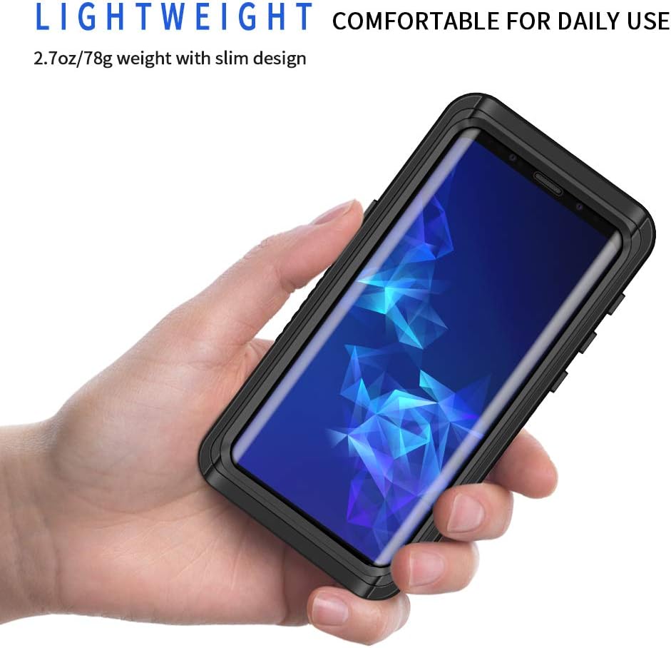 Lanhiem IP68 Waterproof Dustproof Case for Samsung Galaxy S9+ Plus, Built-in Screen Protector, Rugged Full Body