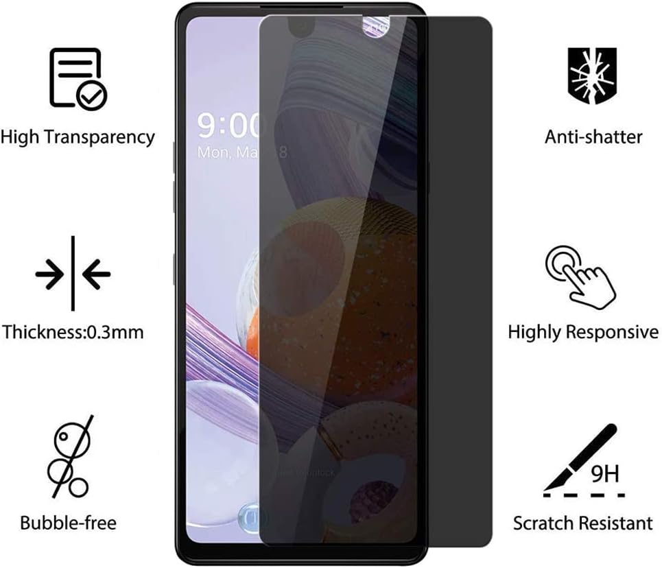 [2-Packs] Privacy Screen Protector for OnePlus Nord N10 5G, Anti-Spy Tempered Glass Protectors for 6.49 inch