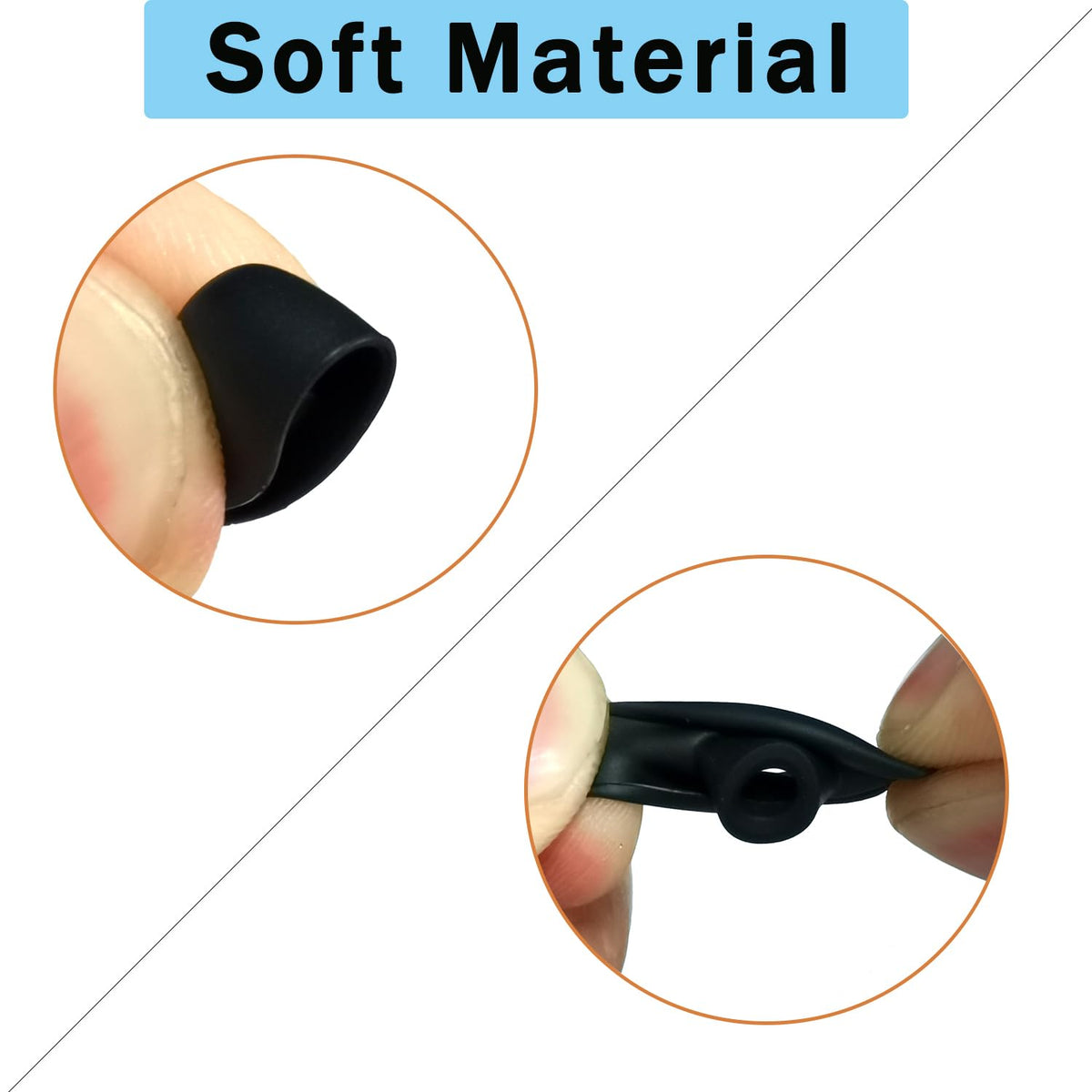 Mijusun Oval Silicone Ear Tips for True Wireless Earbuds - 6 Pairs Universal Replacement for 4.0-6.0mm Nozzle, Comfortable Secure Fit (S/M/L), Black